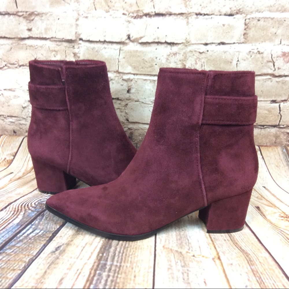 Van Eli Burgundy Suede Short Heeled Boots 7 Narrow